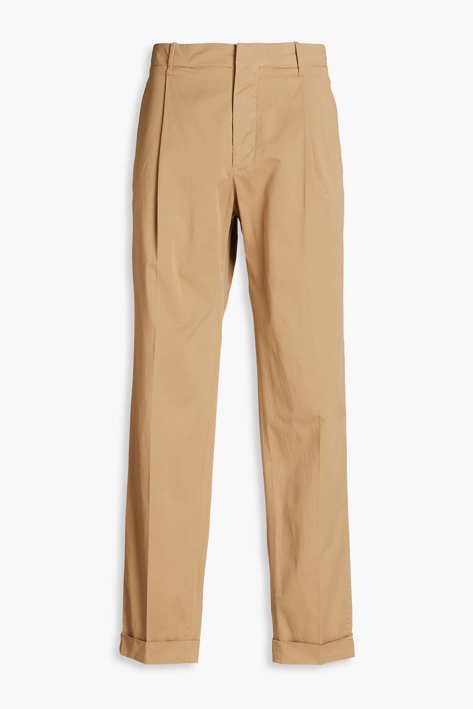 Slowear Incotex Pleated Cotton-blend Twill Chinos In Sand