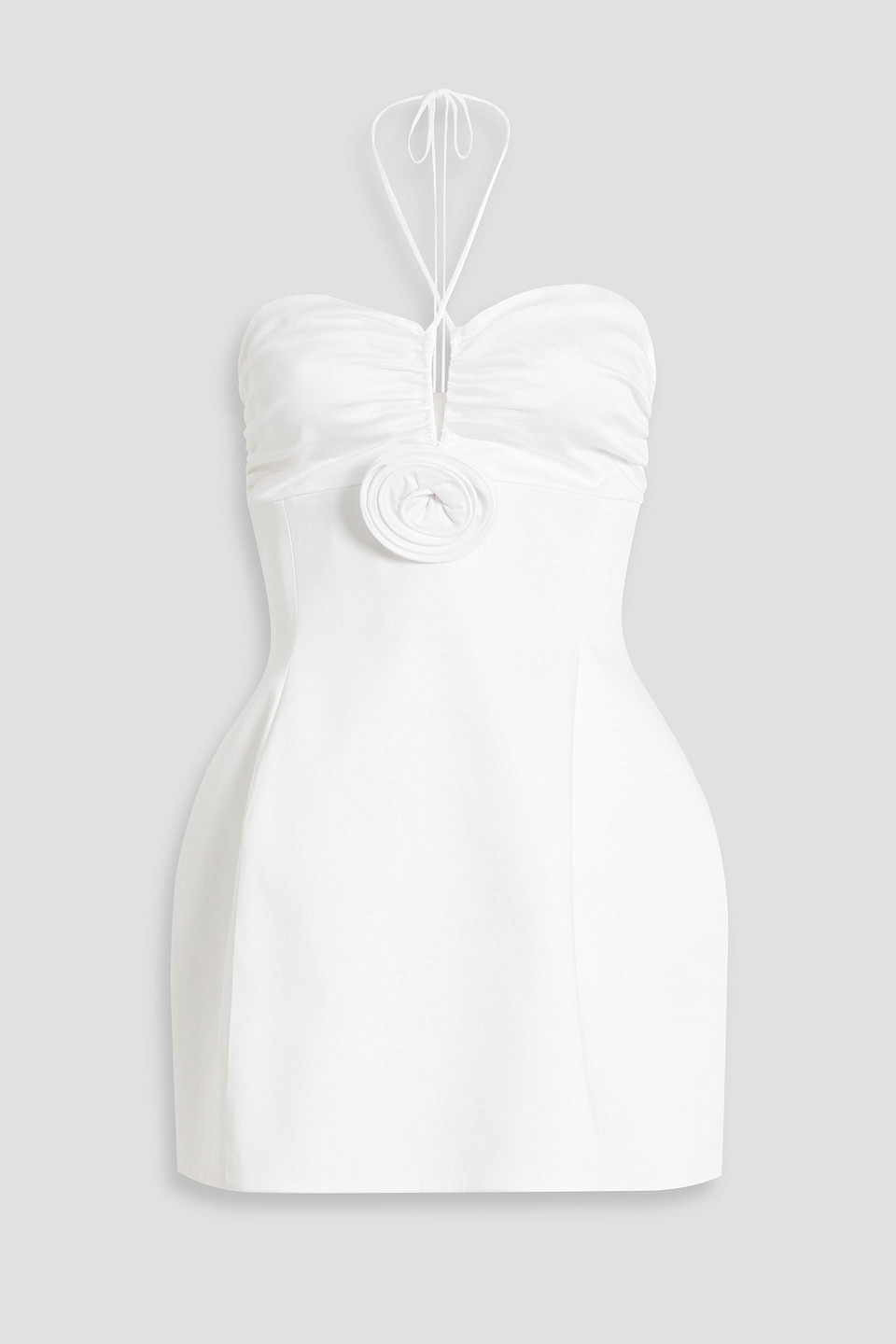 MAGDA BUTRYM RUCHED LYOCELL-BLEND SATIN HALTERNECK MINI DRESS