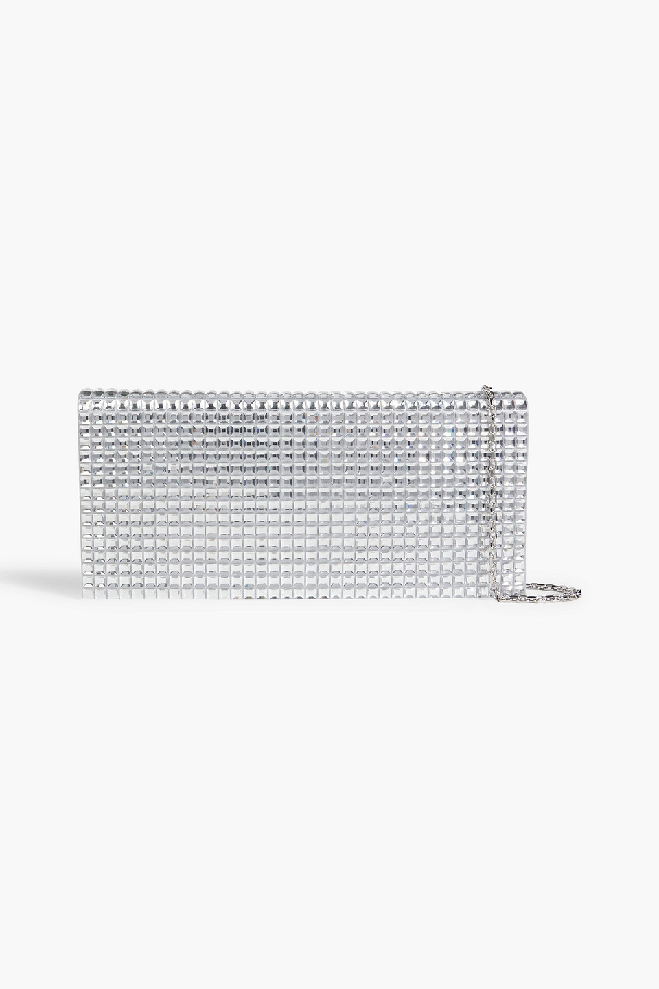 Judith Leiber Envelope Flap Crystal-embellished Clutch In Silver