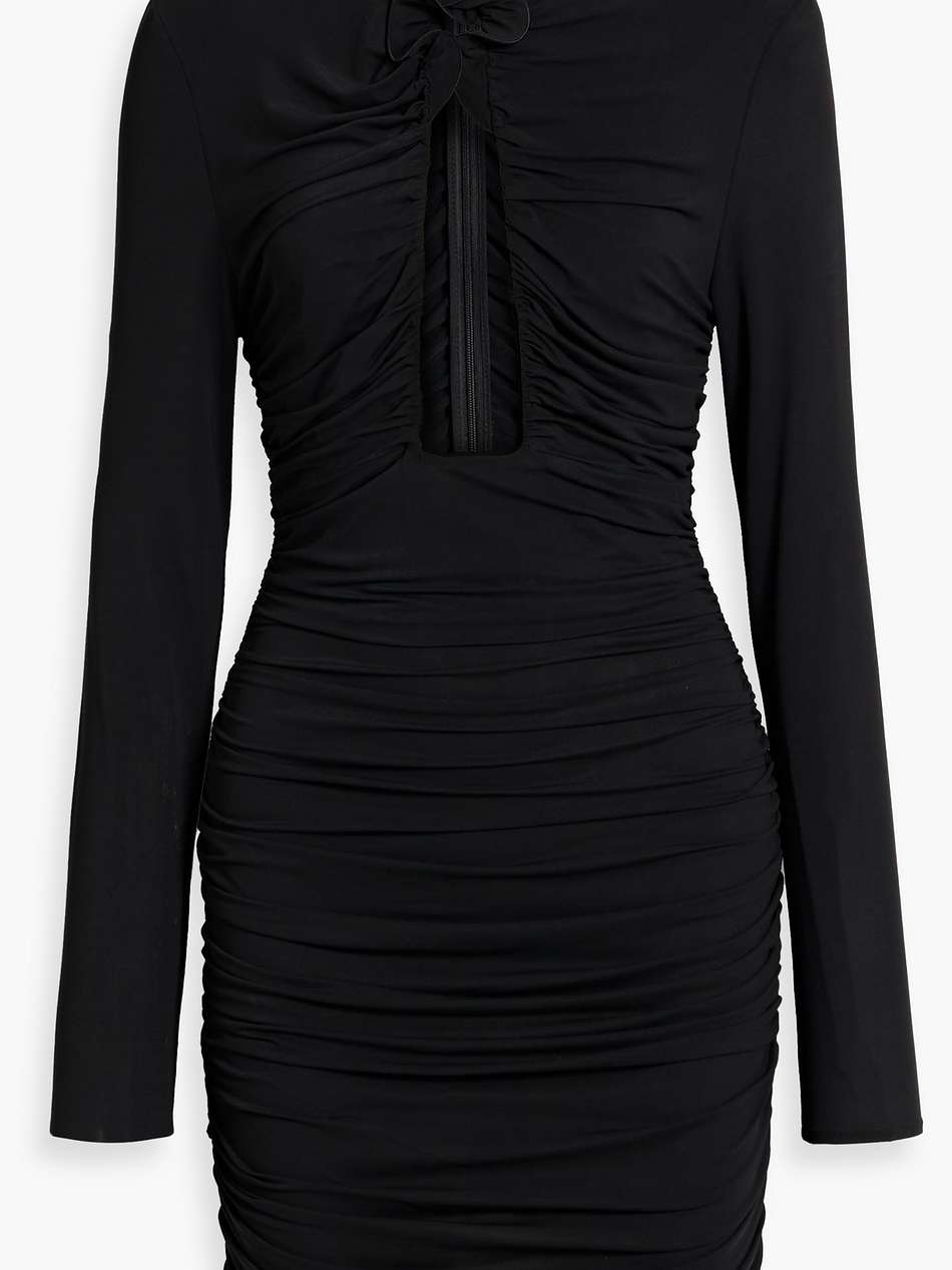 cutout ruched stretch-jersey mini dress