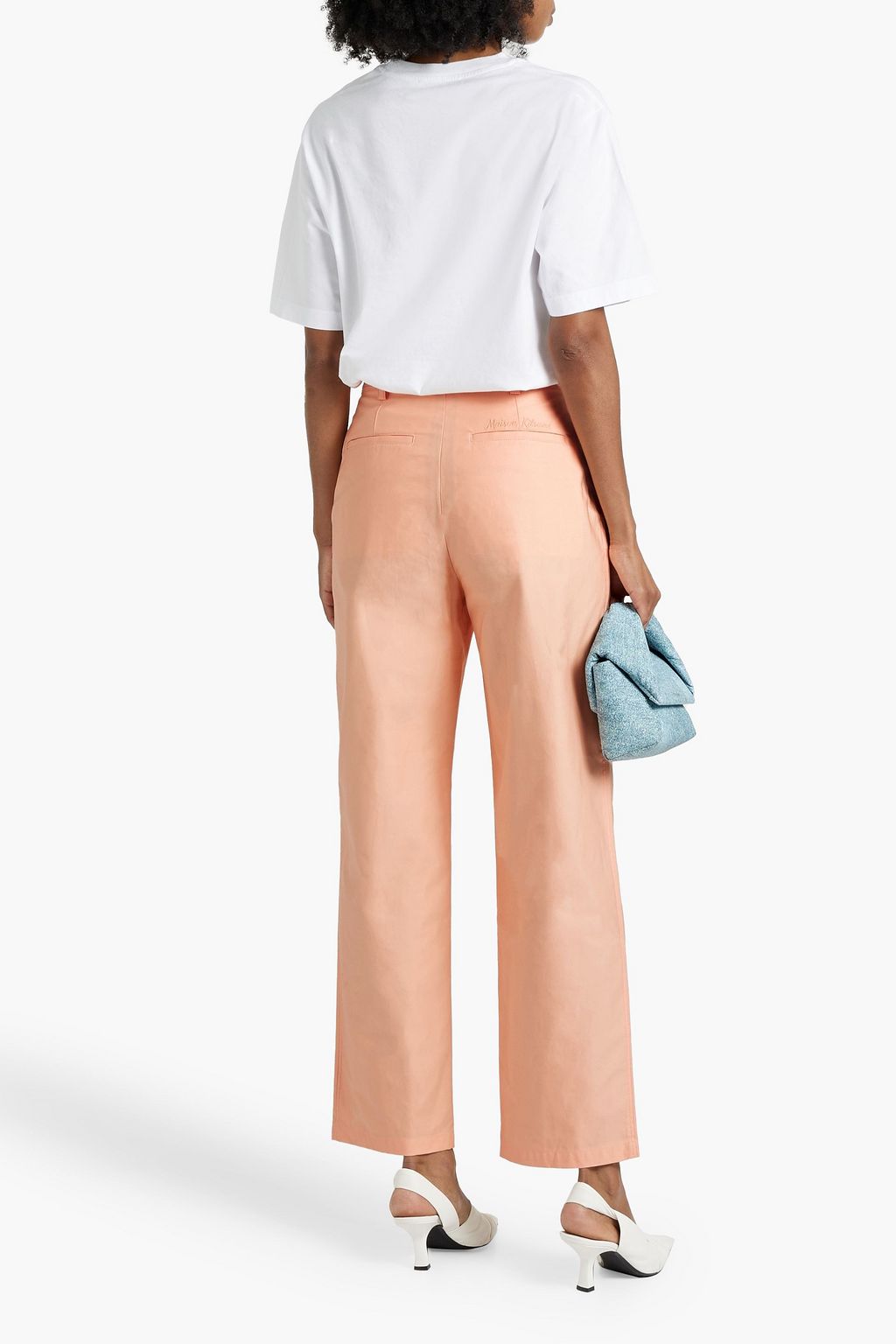 MAISON KITSUNÉ Pleated cotton-twill straight-leg pants