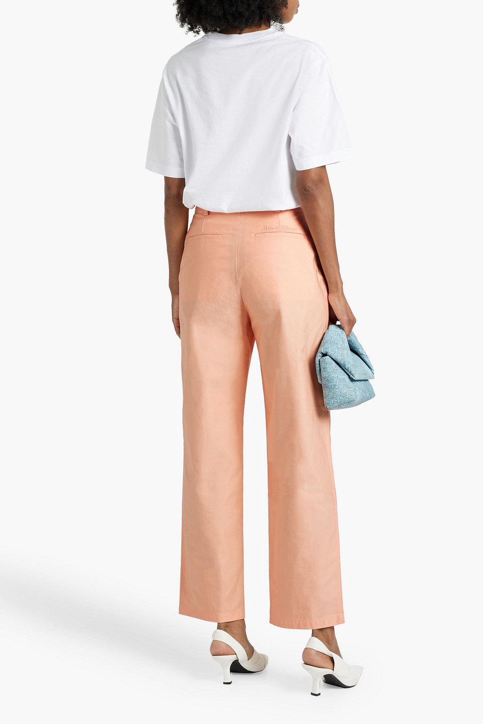 MAISON KITSUNÉ PLEATED COTTON-TWILL STRAIGHT-LEG PANTS