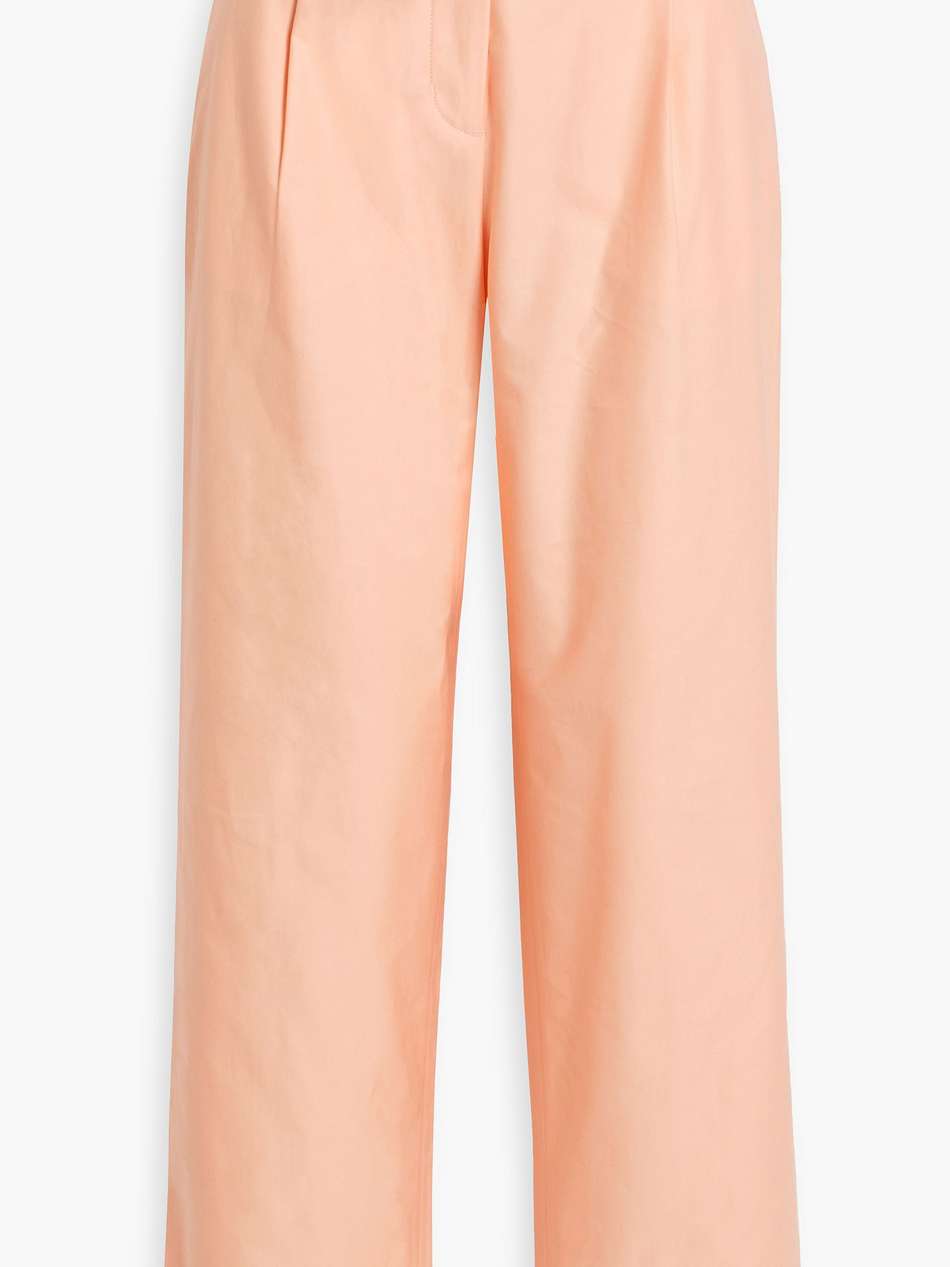 pleated cotton-twill straight-leg pants