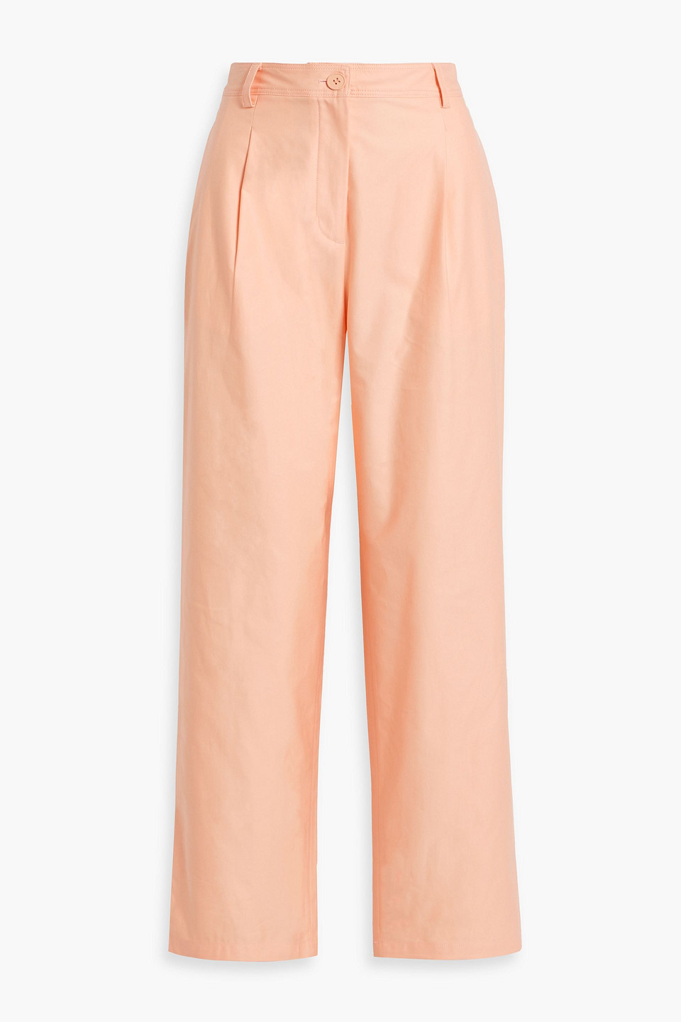 Maison Kitsuné Pleated Cotton-twill Straight-leg Pants In Peach