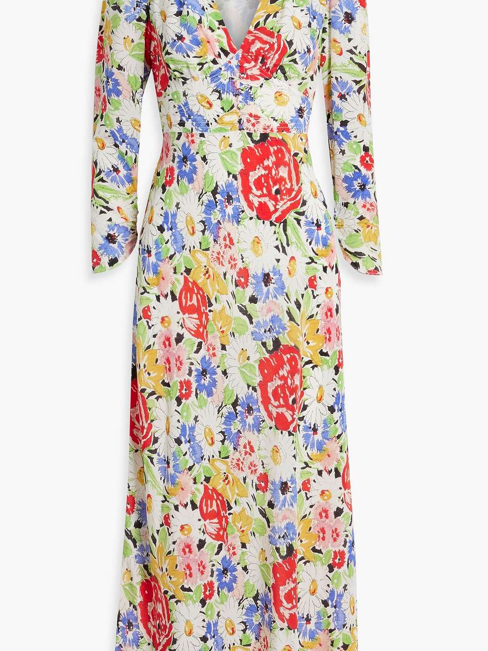 selma floral-print silk midi dress