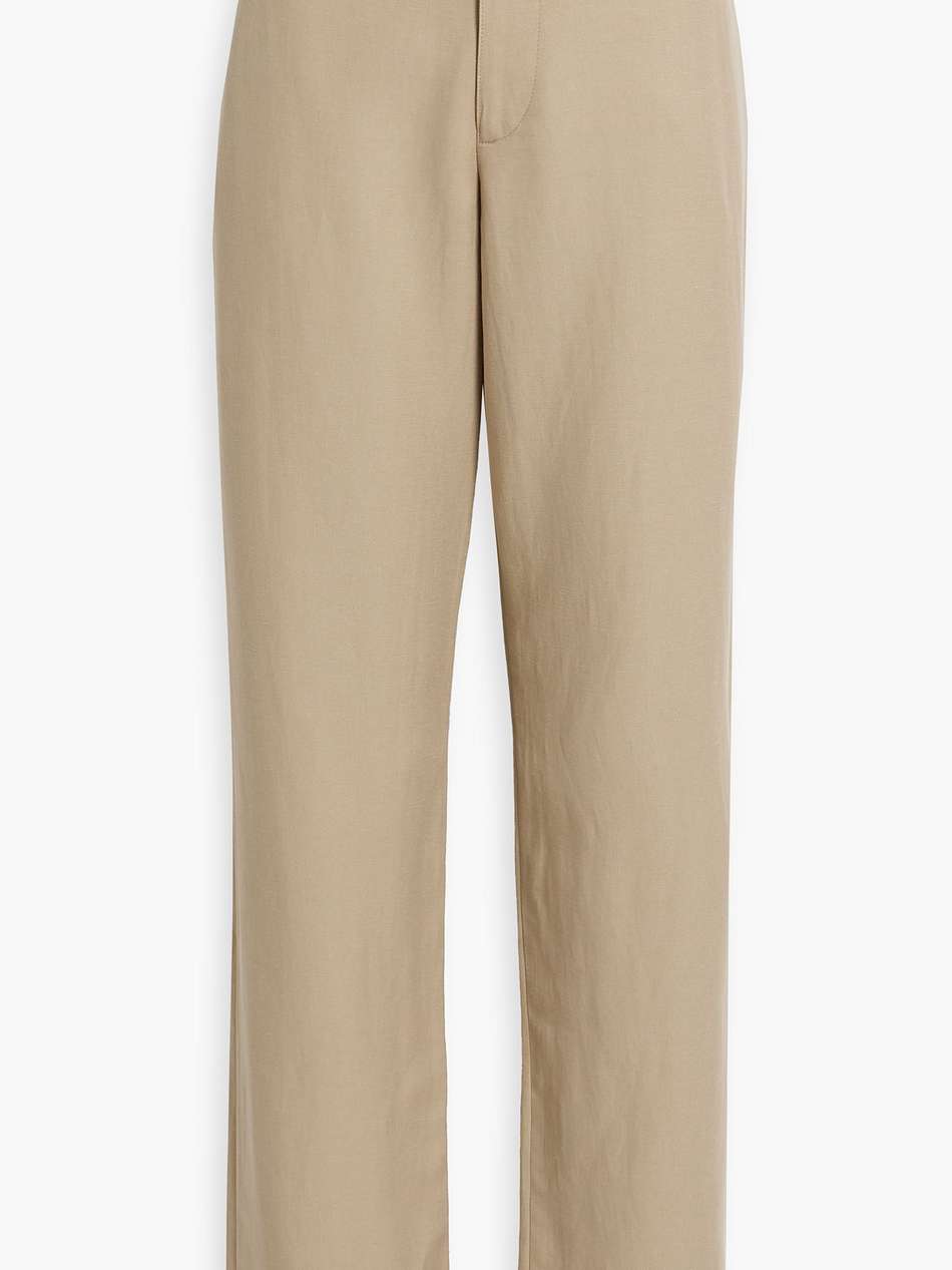 tencel™, linen and cotton-blend twill straight-leg pants
