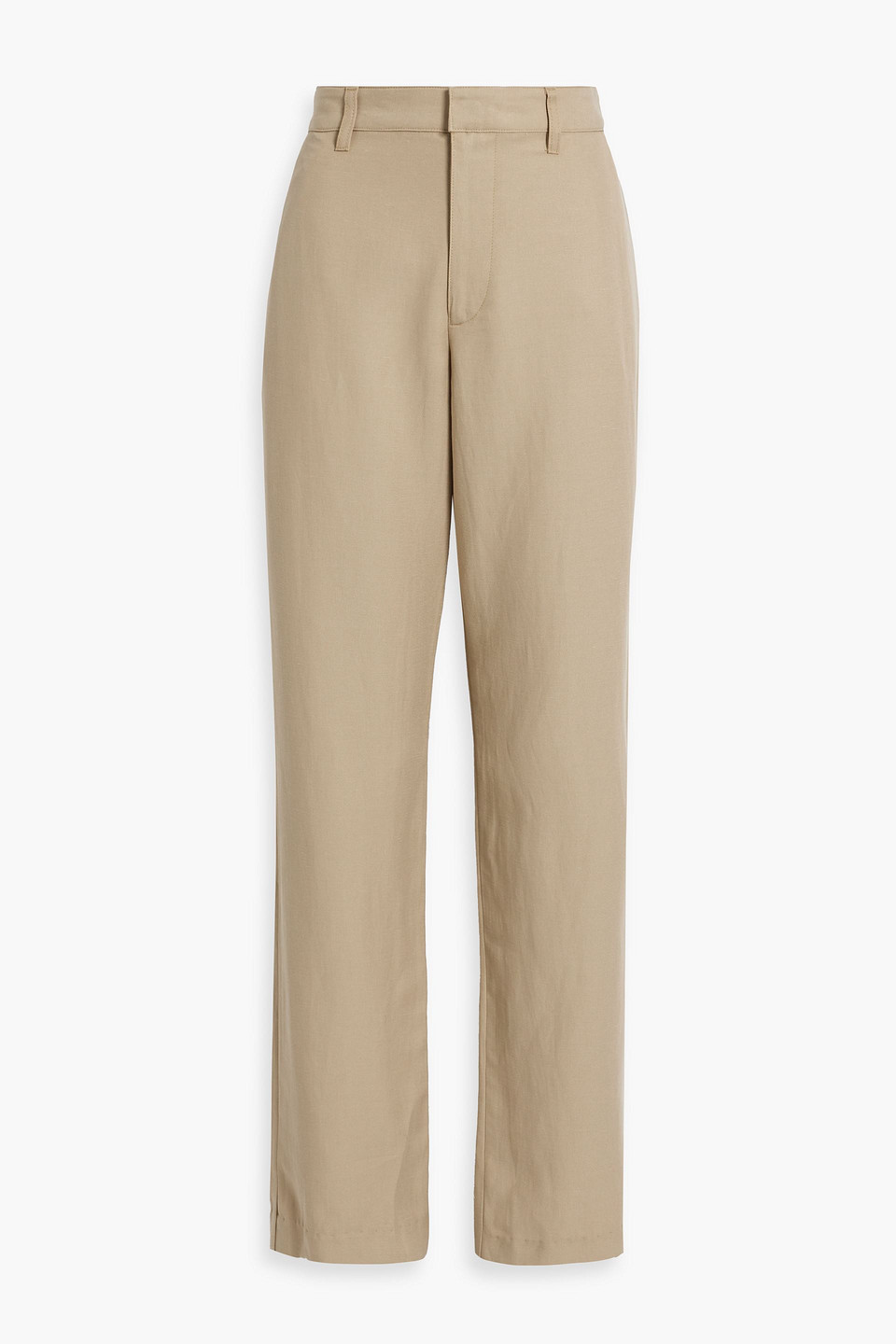 Enza Costa Tencel™, Linen And Cotton-blend Twill Straight-leg Pants In Neutral