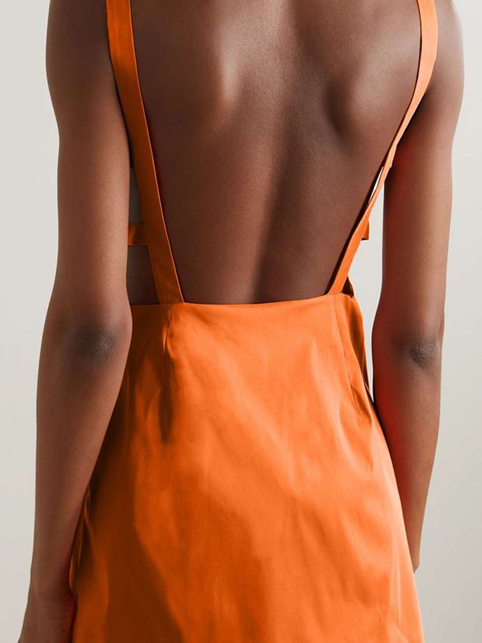 kim open-back bow-detailed taffeta mini dress