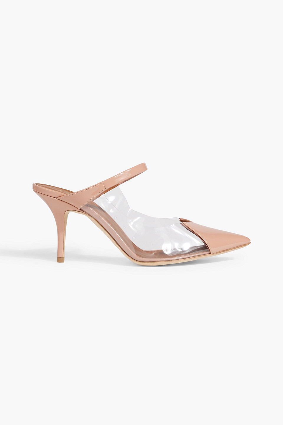 Malone Souliers Marli 70 Patent-leather And Pvc Mules In Neutral