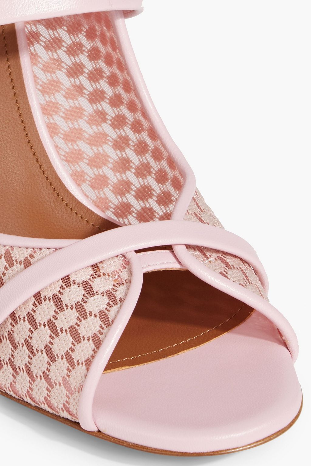 MALONE SOULIERS Norah 85 leather-trimmed lace mules