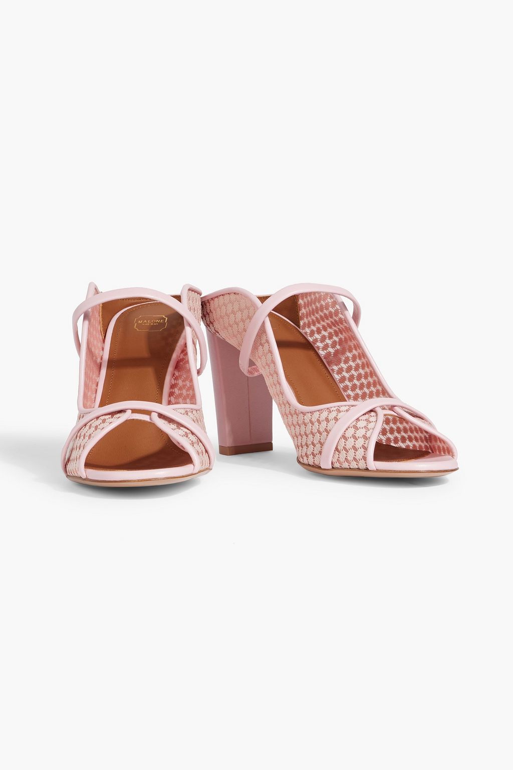 MALONE SOULIERS Norah 85 leather-trimmed lace mules