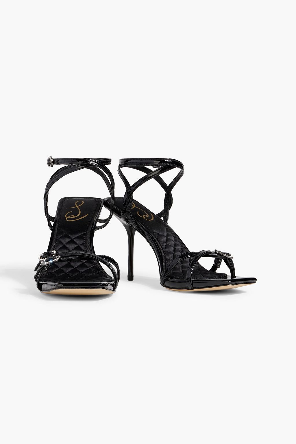 SAM EDELMAN Trevin embellished faux patent-leather sandals