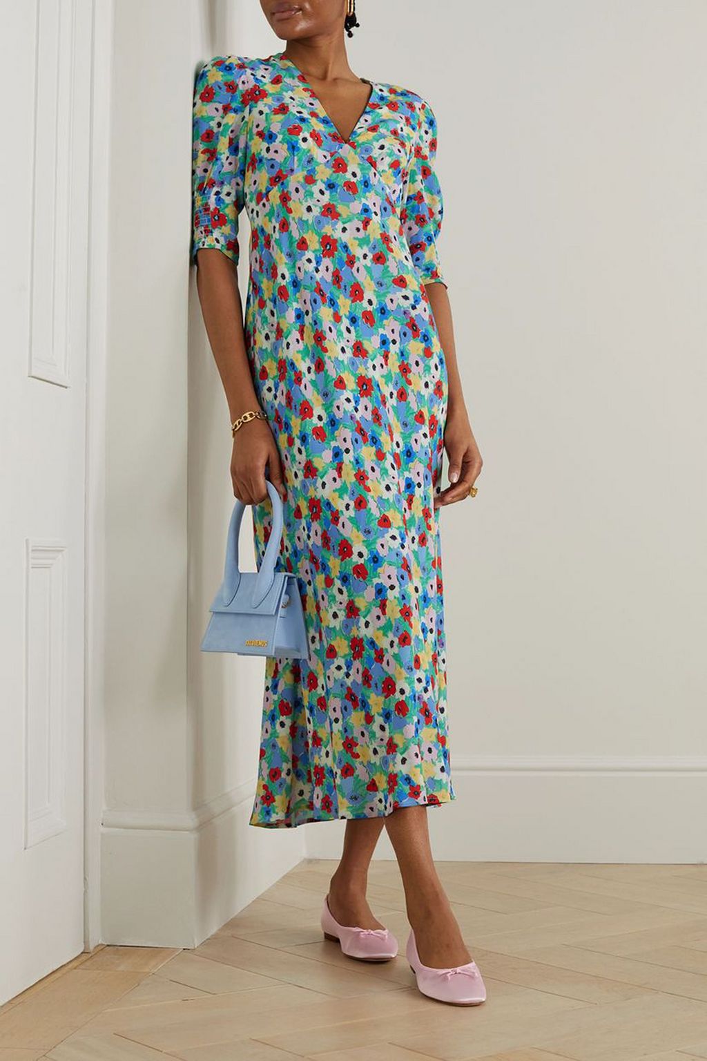 RIXO Zadie floral print woven midi dress THE OUTNET