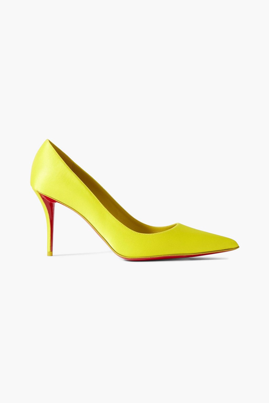 Christian Louboutin イエローフラットシューズ CHRISTIAN LOUBOUTIN Apostropha 80 satin pumps | THE OUTNET