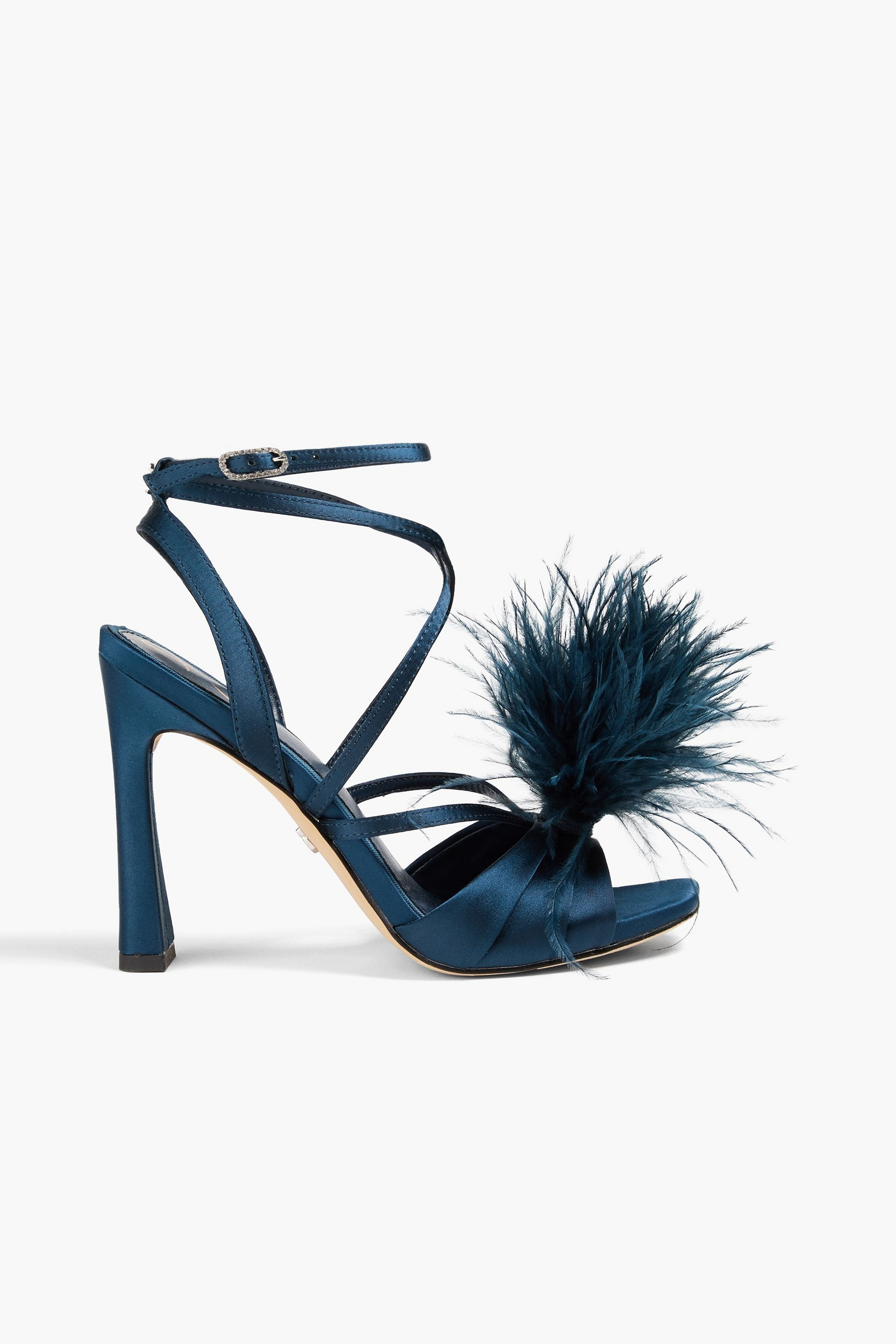 Sam Edelman Layton feather-trimmed satin sandals