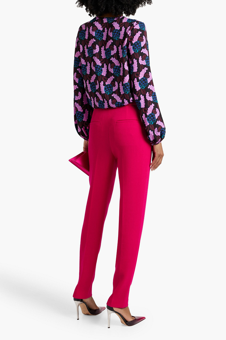Shop Diane Von Furstenberg Freddie Printed Crepe Blouse In Bubblegum