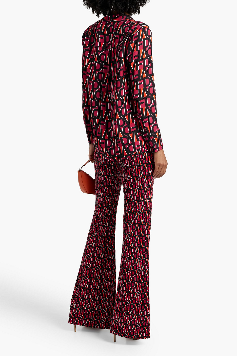 Diane Von Furstenberg Printed Stretch-jersey Flared Pants In Fuchsia