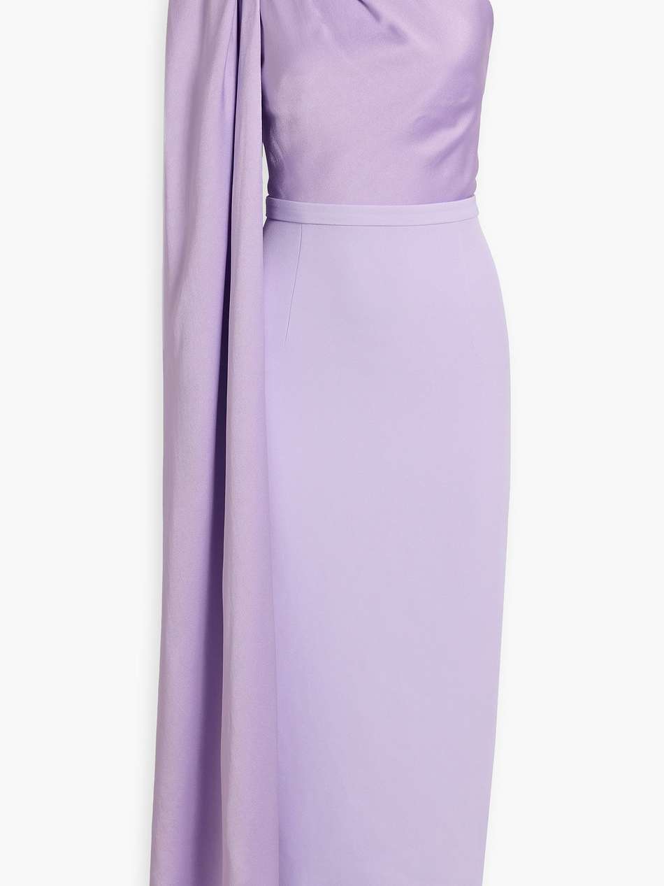 circe verbena one-shoulder draped satin and crepe midi dress