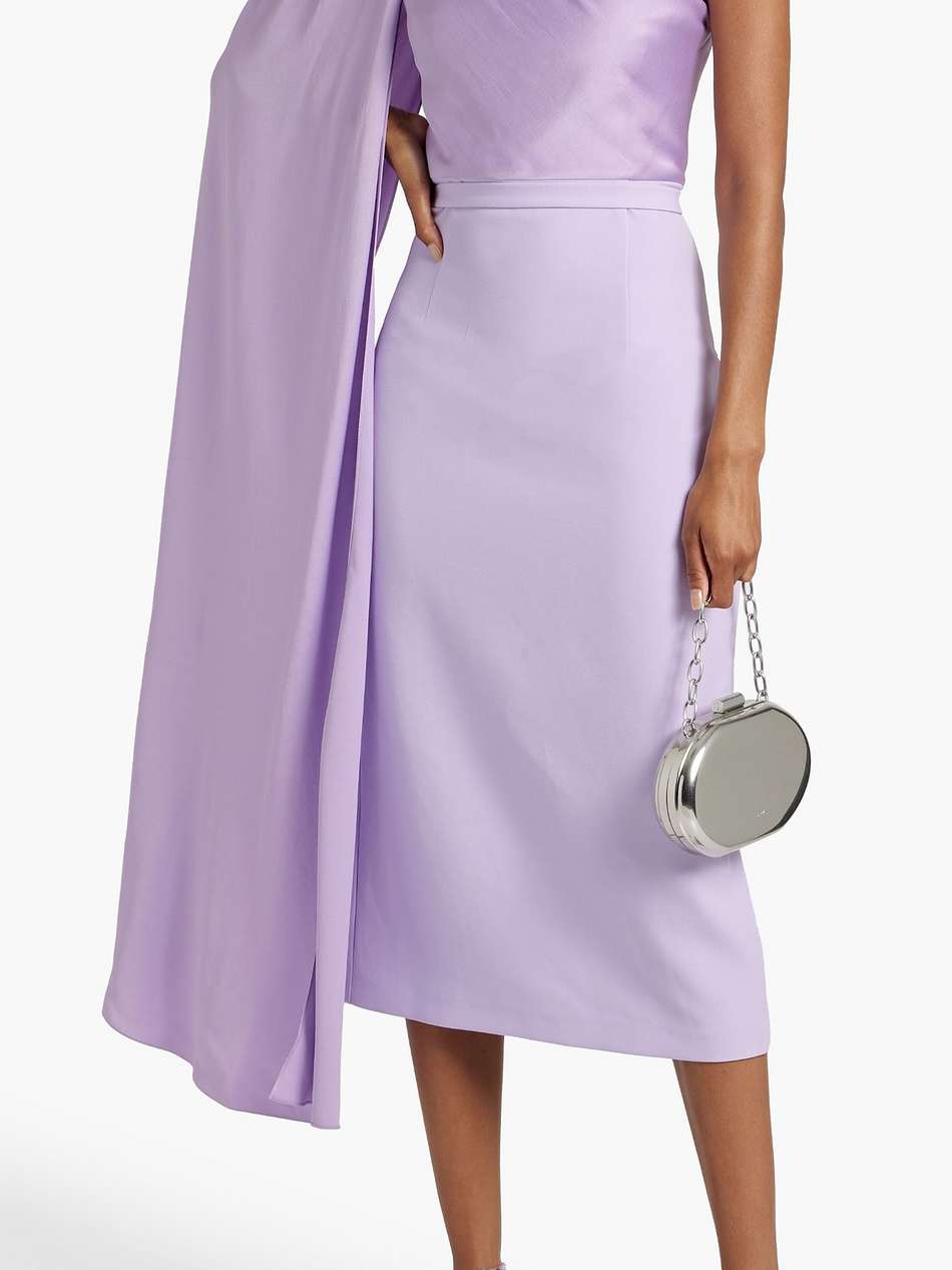 circe verbena one-shoulder draped satin and crepe midi dress