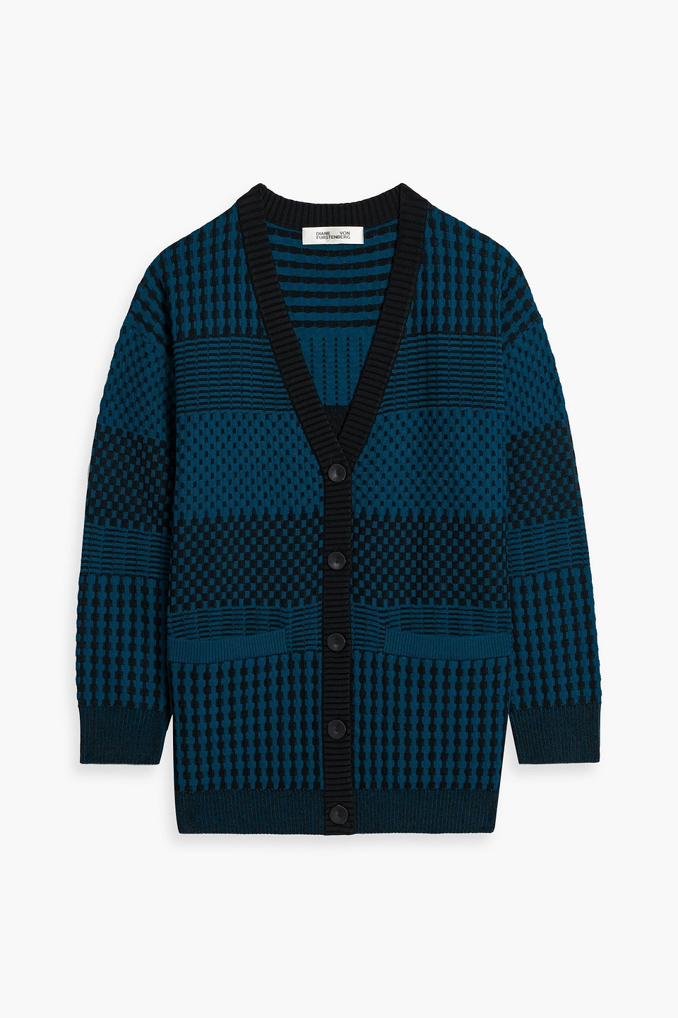 Paulette checked jacquard-knit cardigan