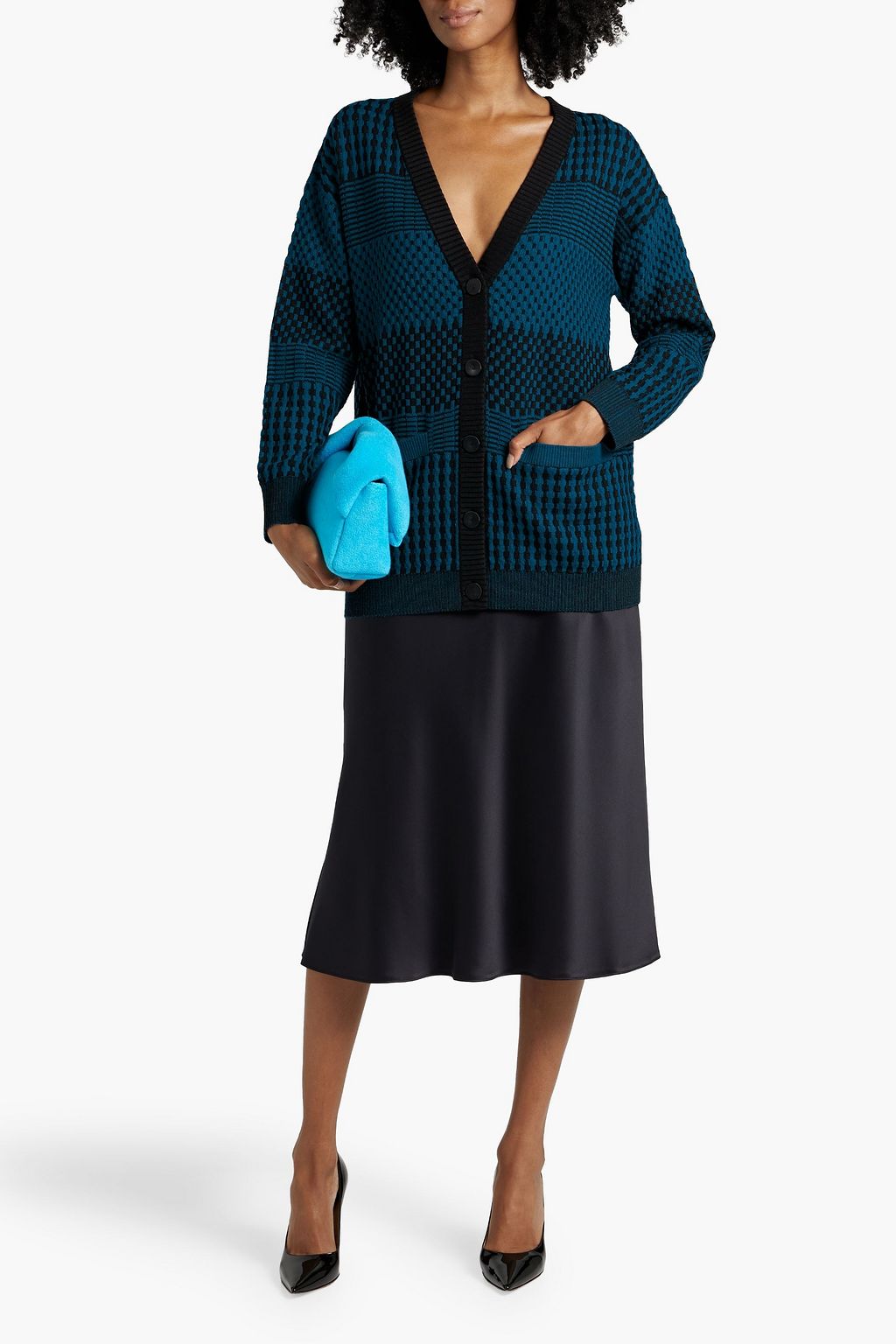 DIANE VON FURSTENBERG Paulette checked jacquard-knit cardigan