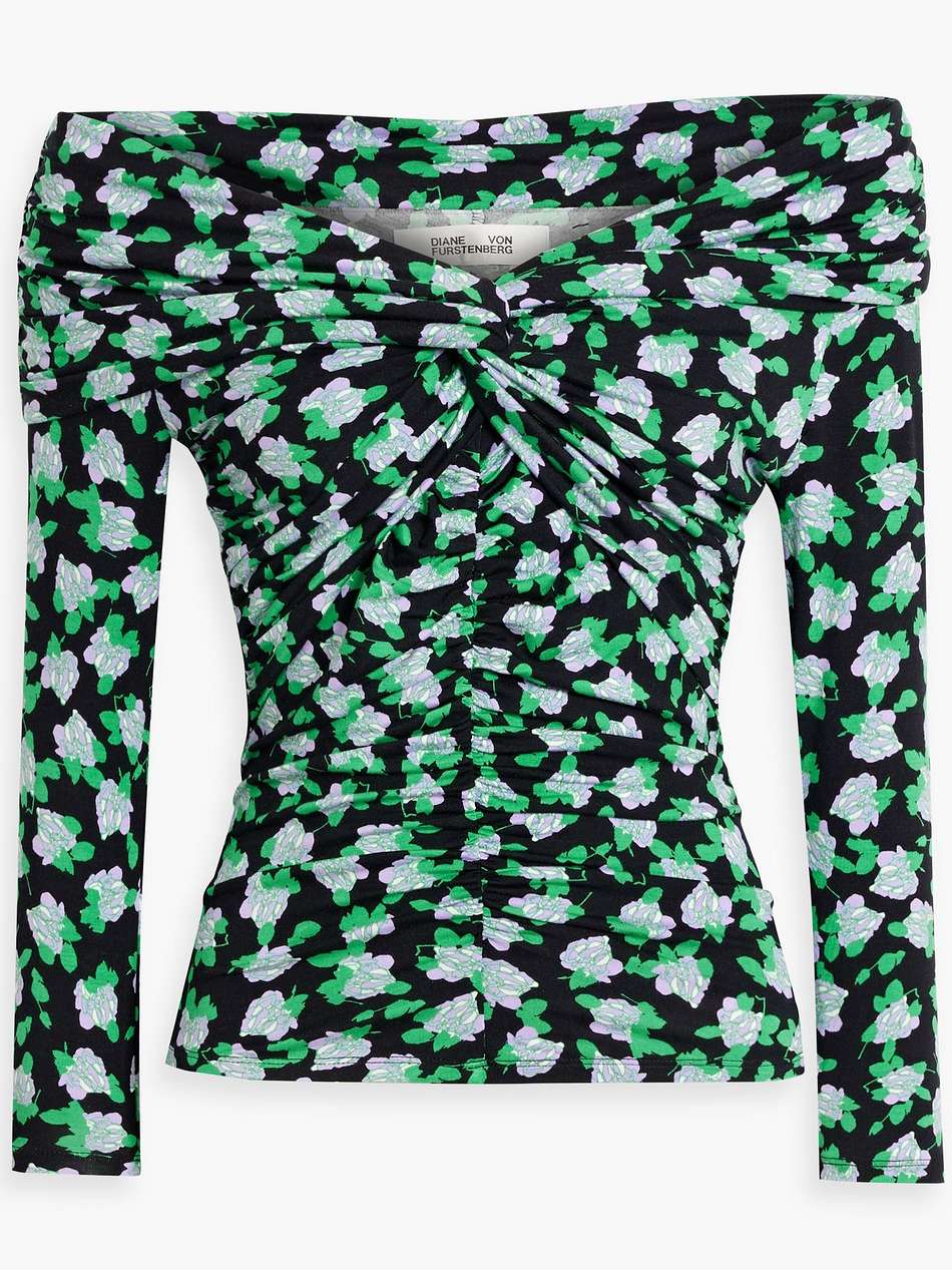 leia off-the-shoulder floral-print stretch-jersey top