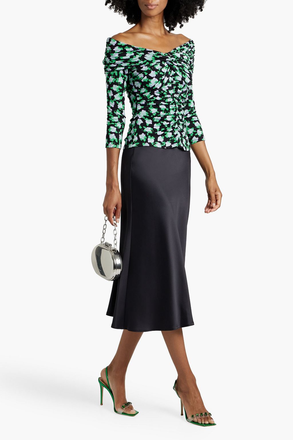 DIANE VON FURSTENBERG Leia off-the-shoulder floral-print stretch-jersey top