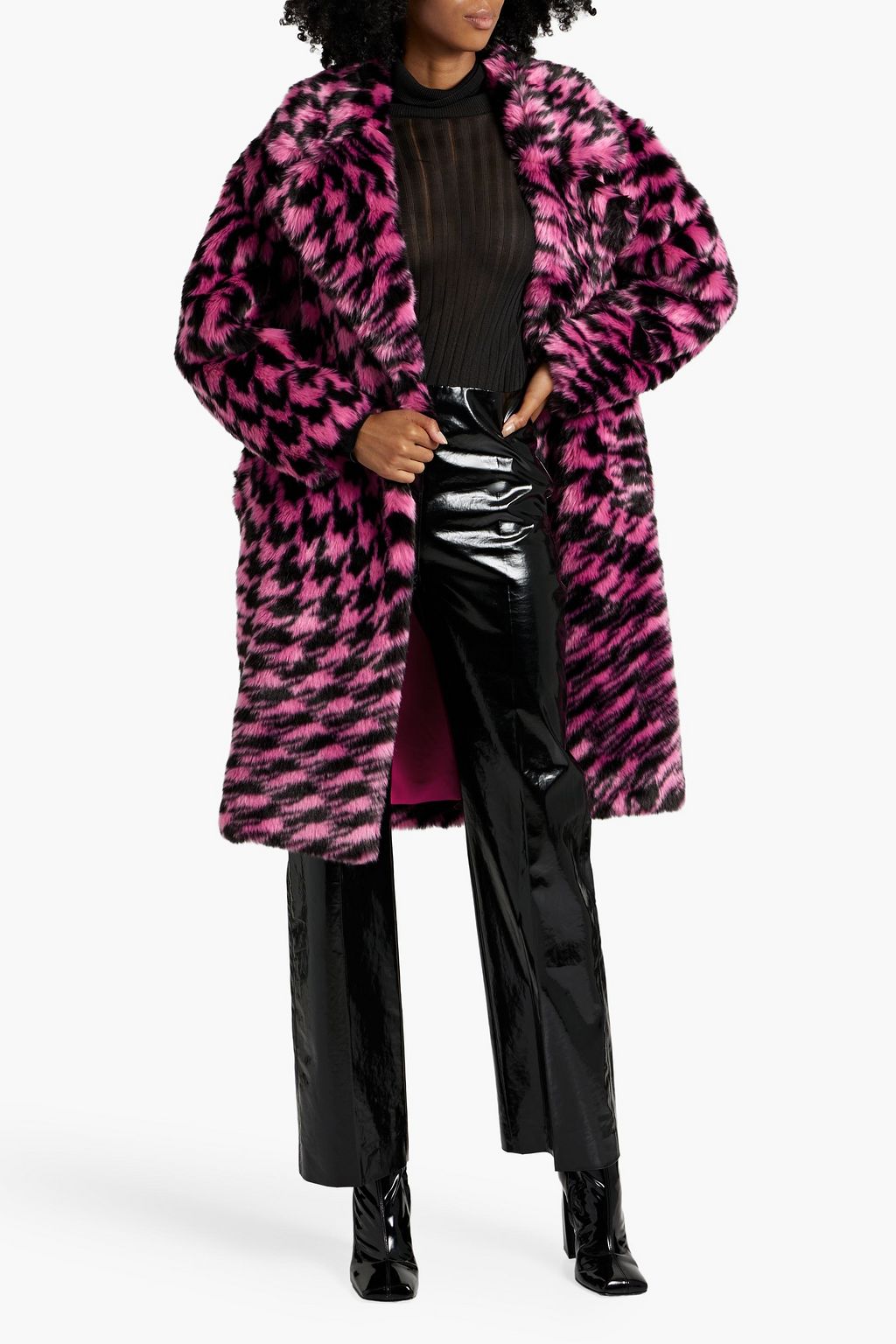 DIANE VON FURSTENBERG Arwen double-breasted printed faux fur coat