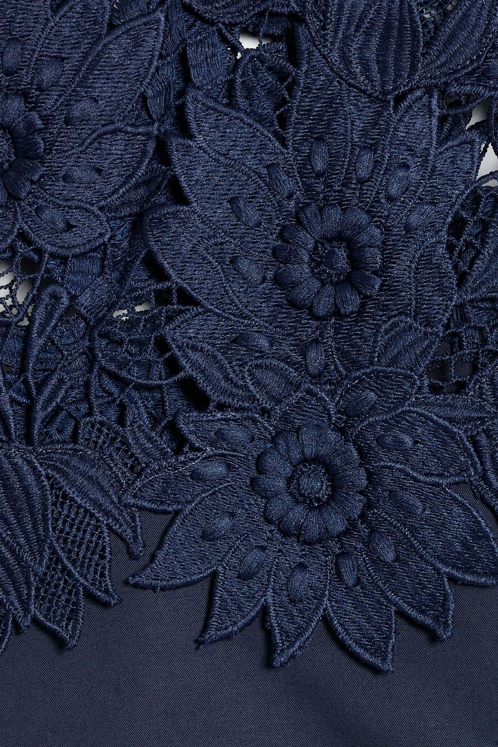OSCAR DE LA RENTA Cropped guipure lace and poplin top