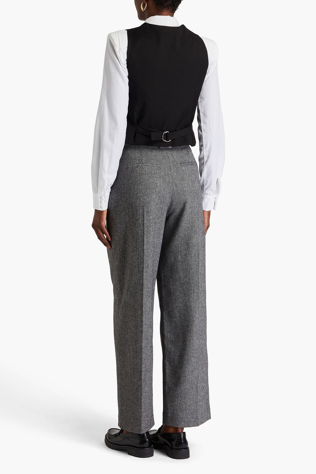 CLAUDIE PIERLOT 헤링본 트위드 와이드 레그 팬츠