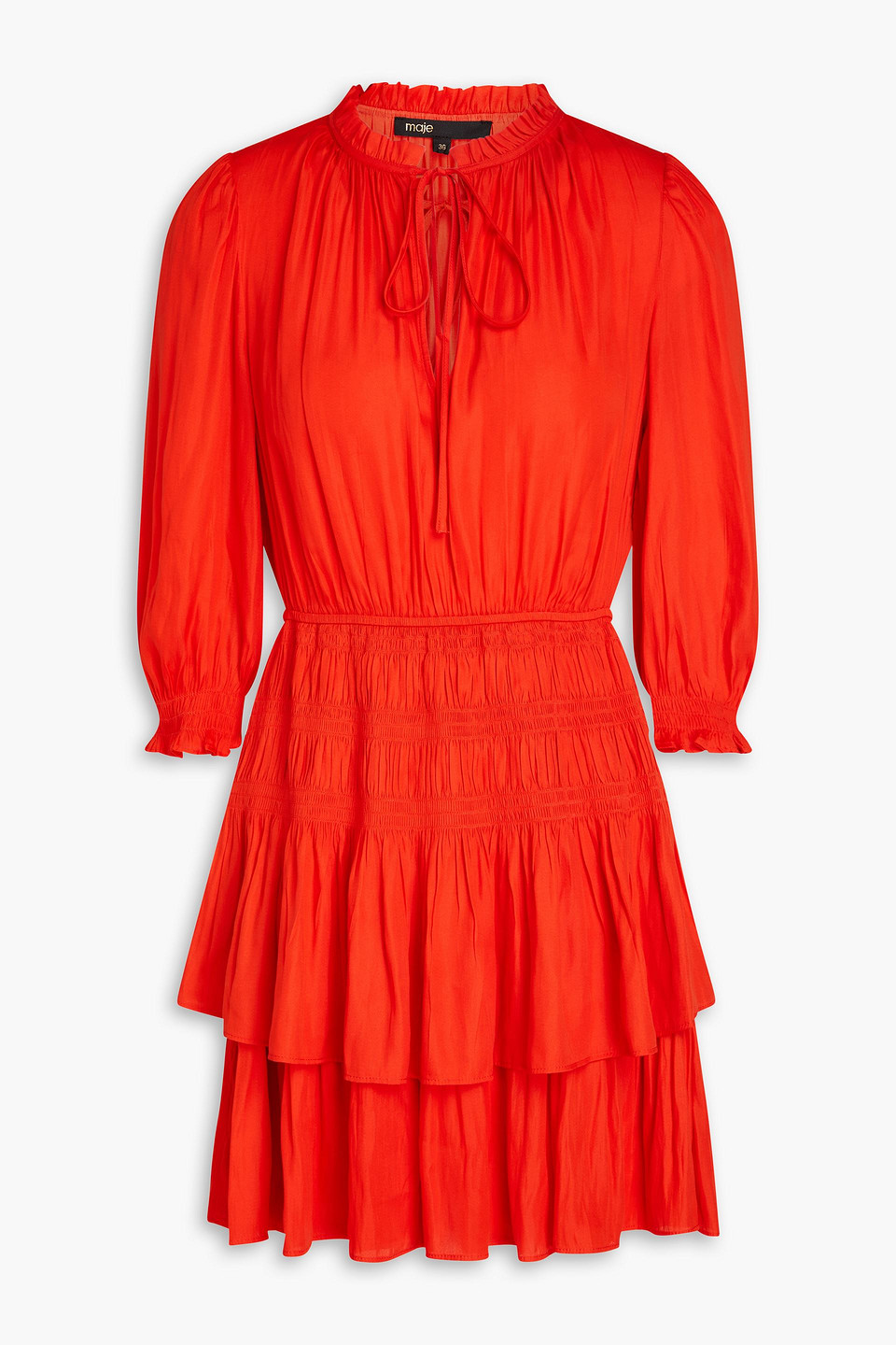 Maje Gestuftes Minikleid Aus Satin In Tomatenrot