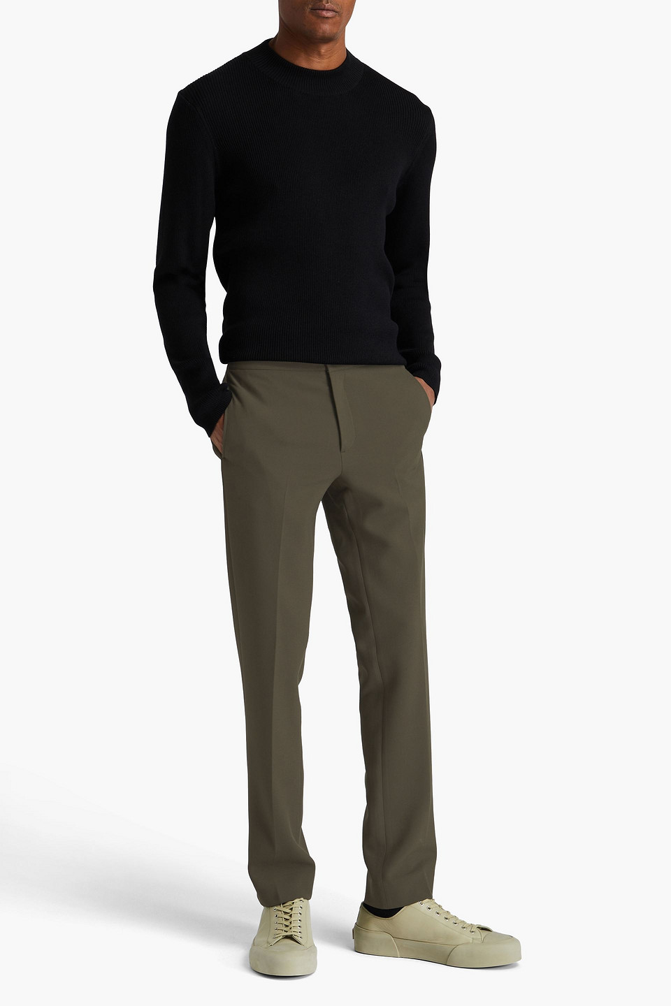 Sandro Woven Pants In Grey Green