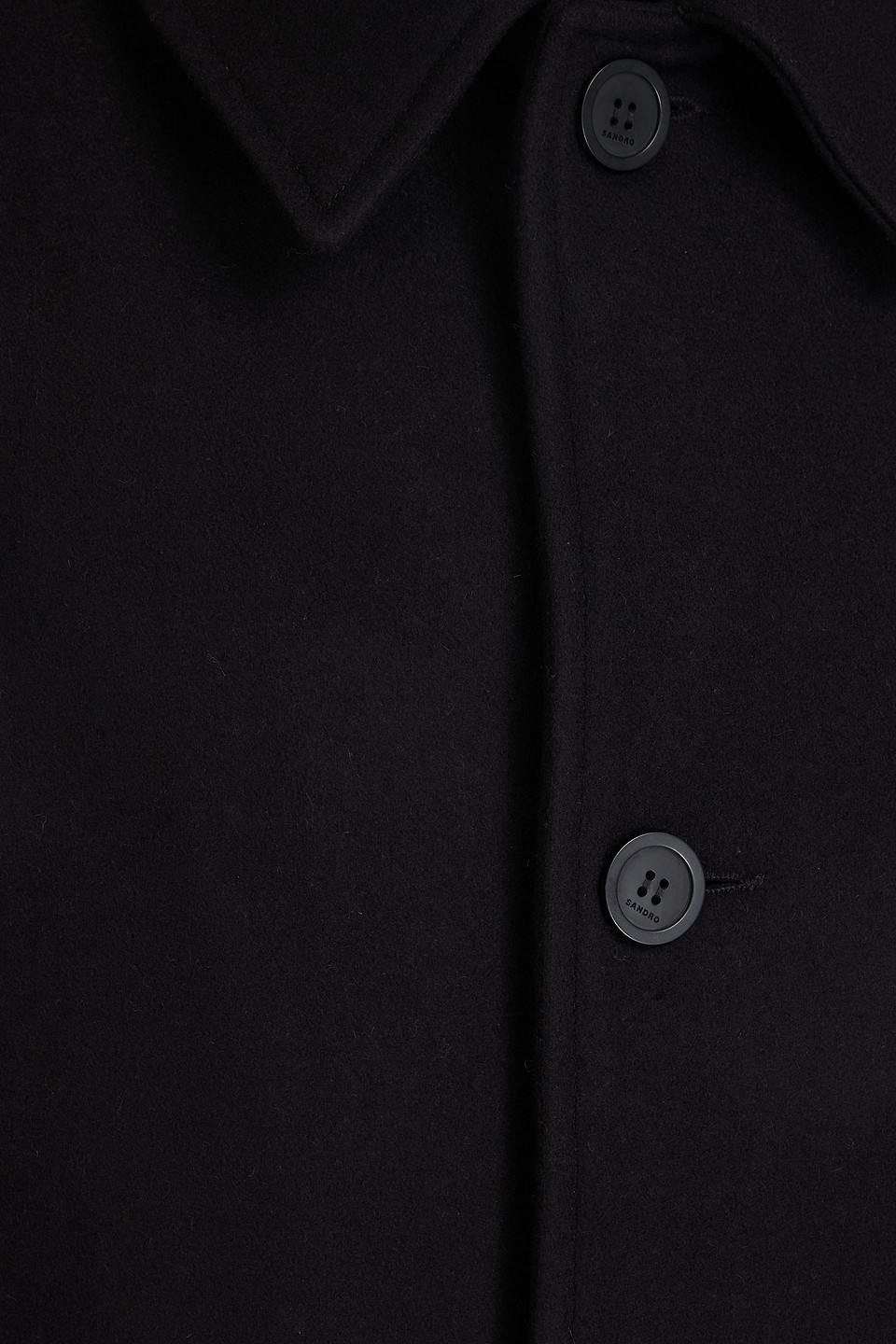 Sandro Wool-blend Felt Coat In Black