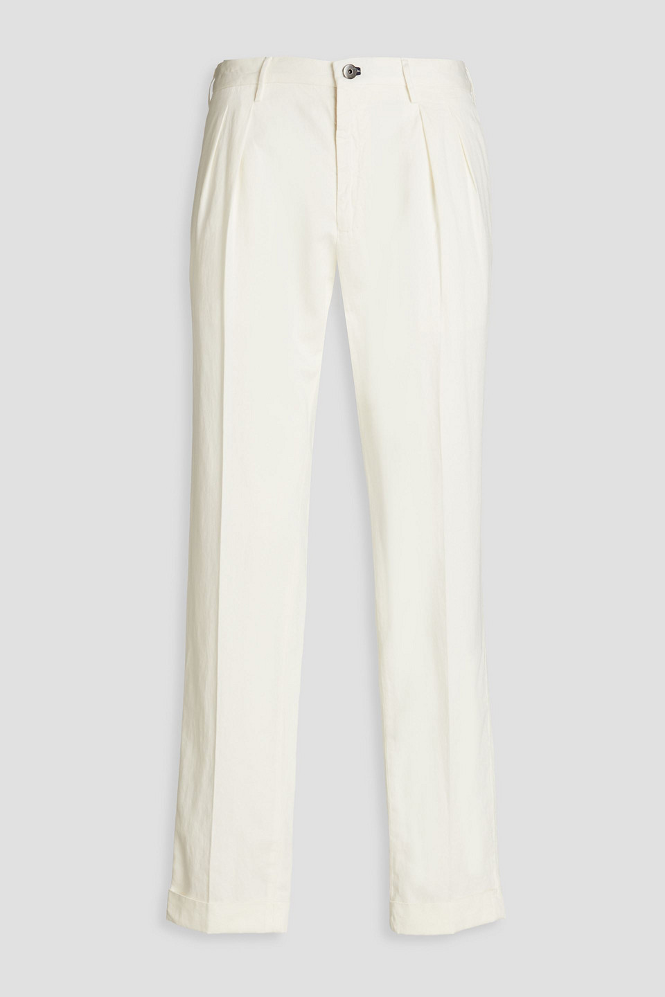 Slowear Incotex Pleated Cotton-blend Twill Chinos In Ivory