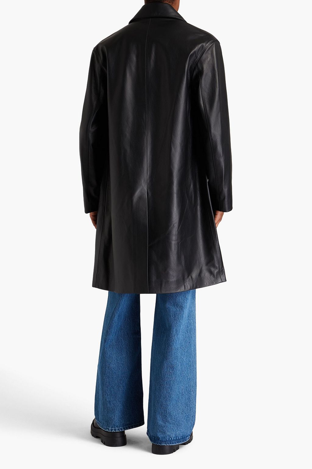 SANDRO Textured-leather coat