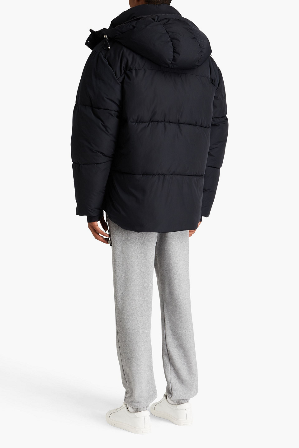 Sandro Quilted Shell Hooded Jacket In Midnight Blue