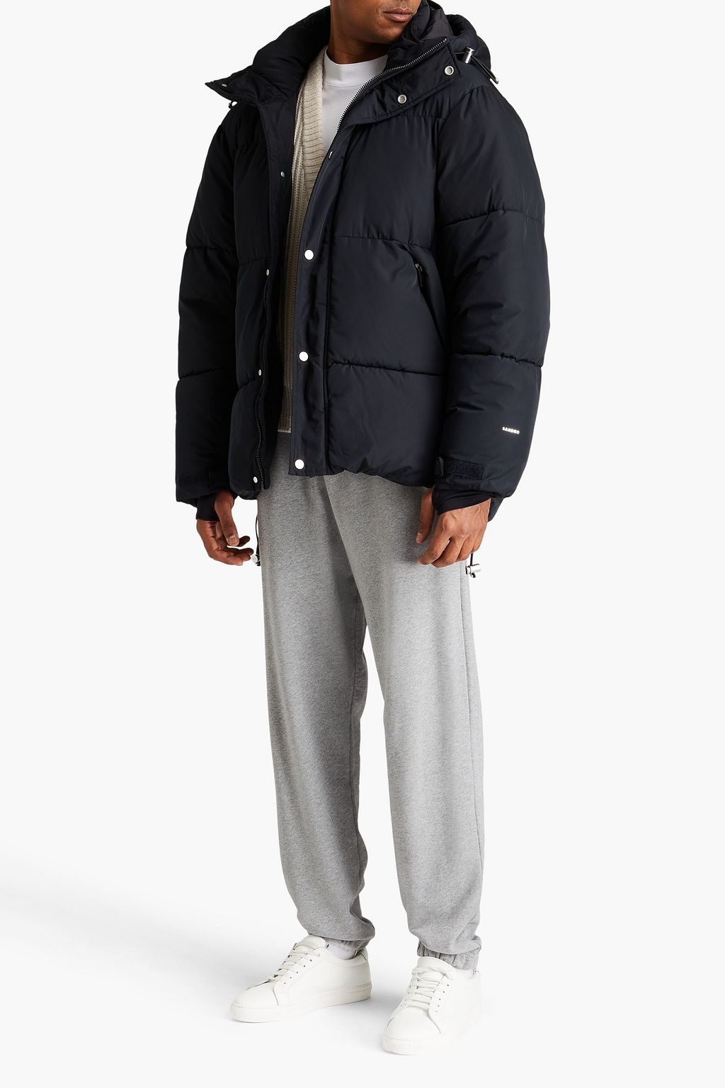 SANDRO Quilted shell hooded jacket