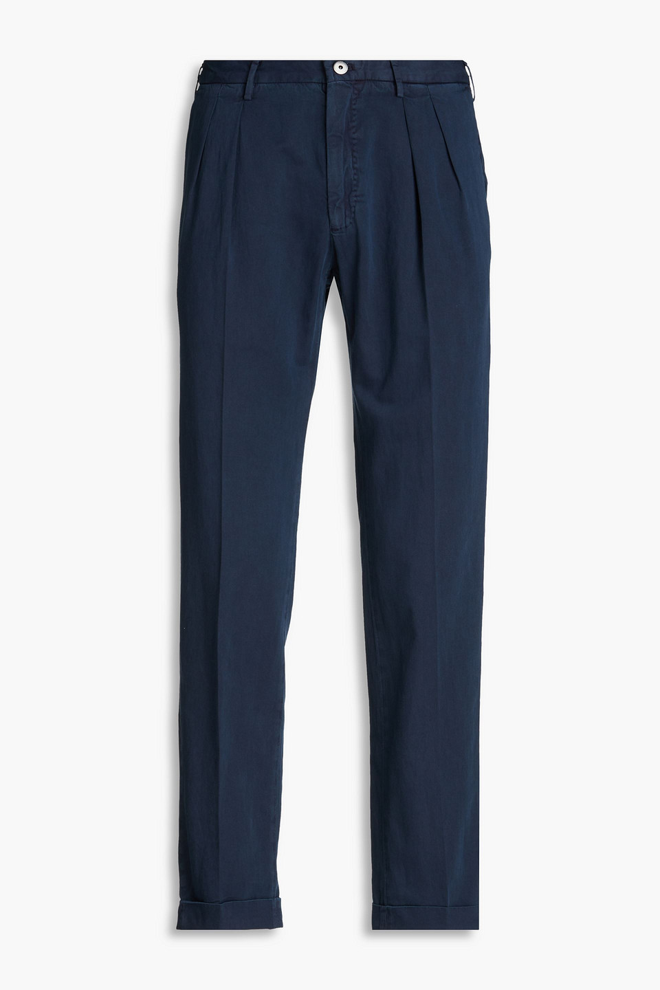 Slowear Incotex Pleated Cotton-blend Twill Chinos In Navy