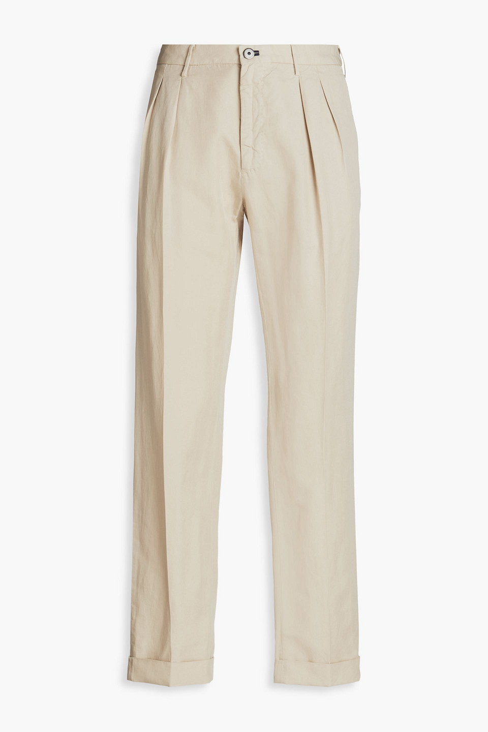 Slowear Incotex Pleated Linen And Cotton-blend Twill Chinos In Beige