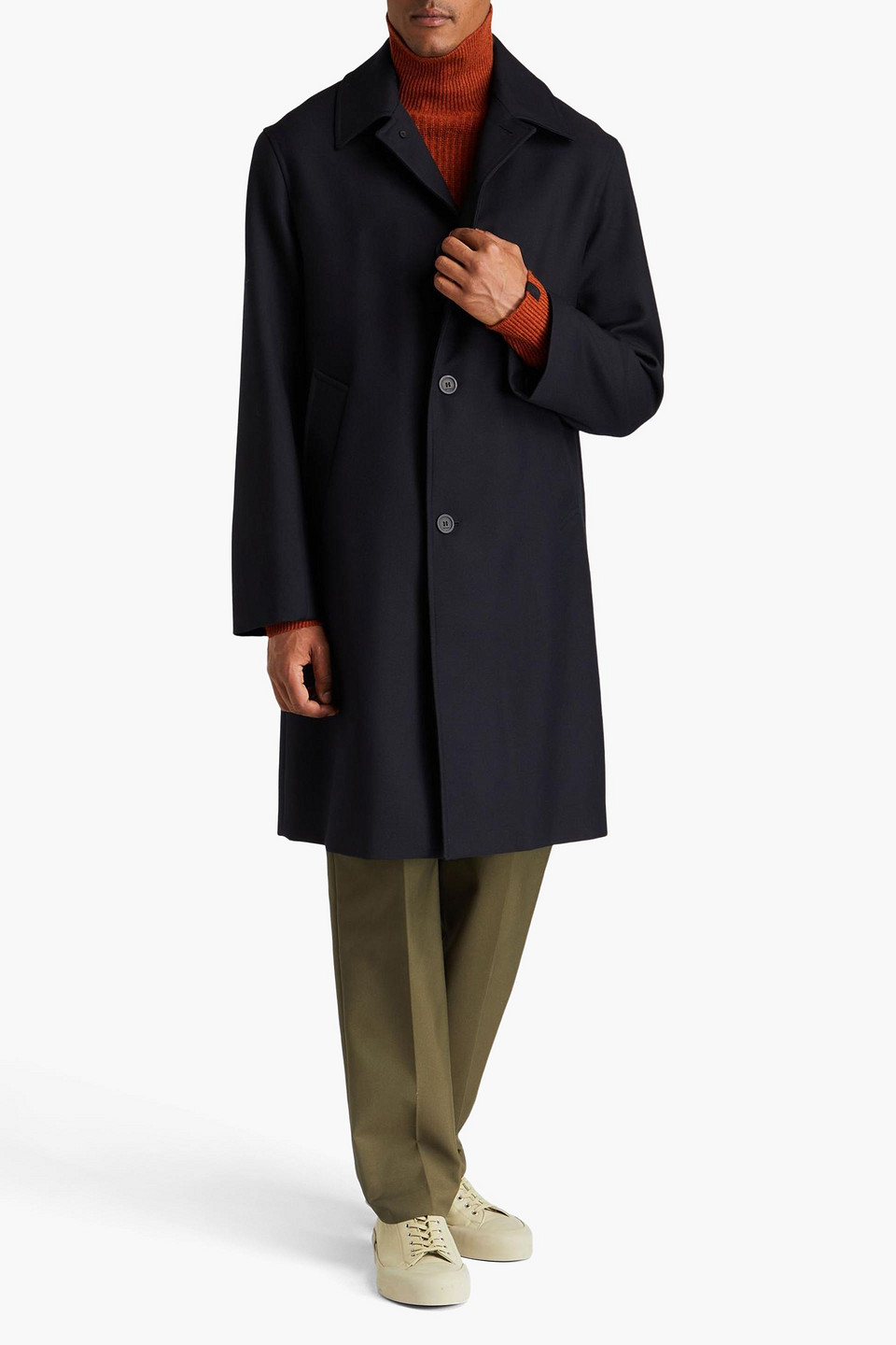 Sandro Twill Coat In Navy