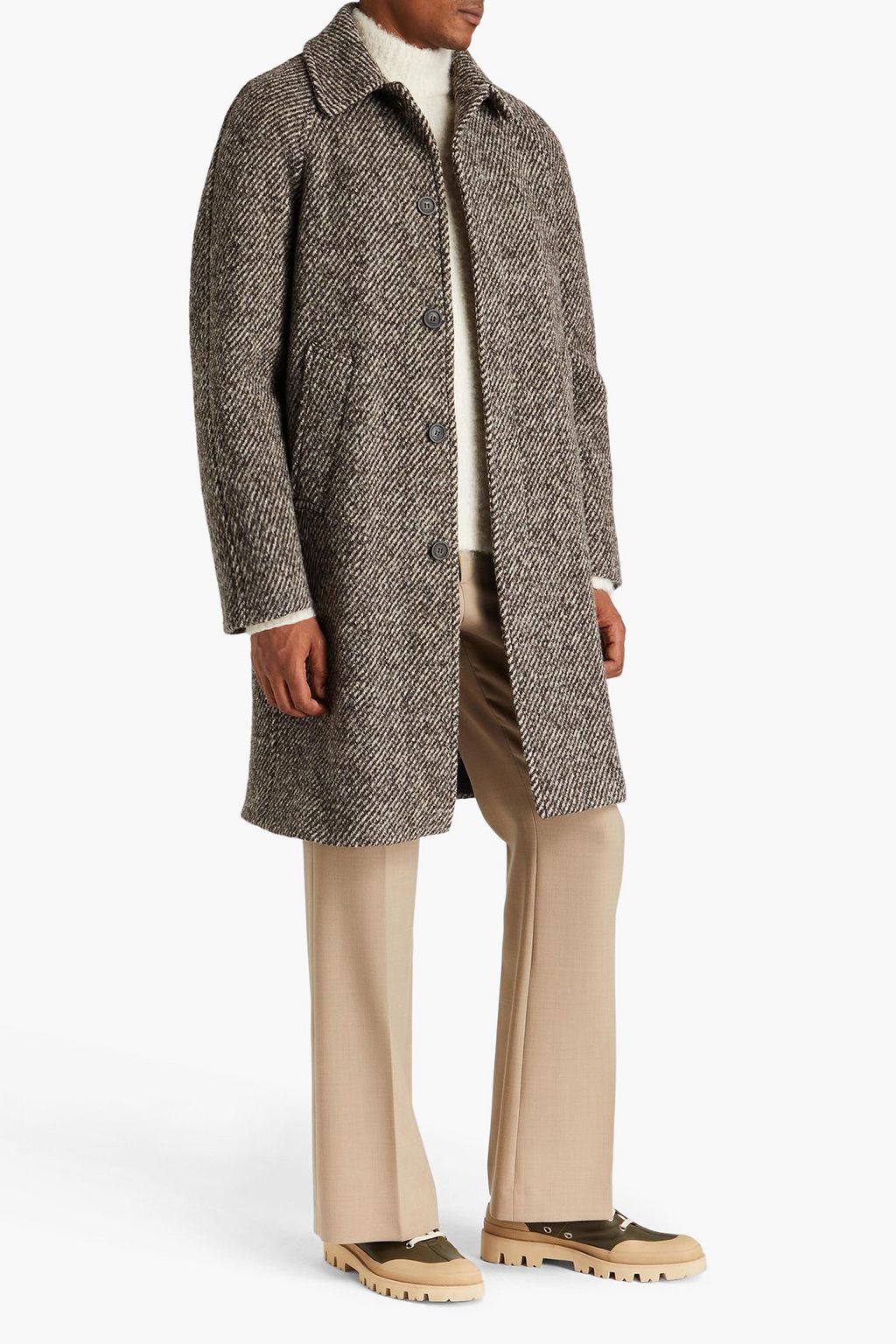 SANDRO Brushed wool-twill coat