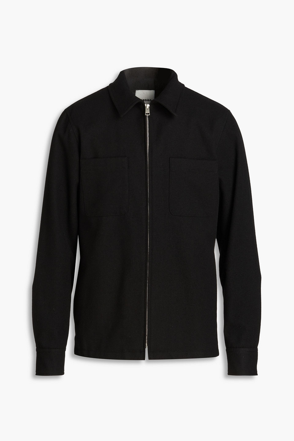 Sandro Brushed Wool-blend Twill Jacket In Black