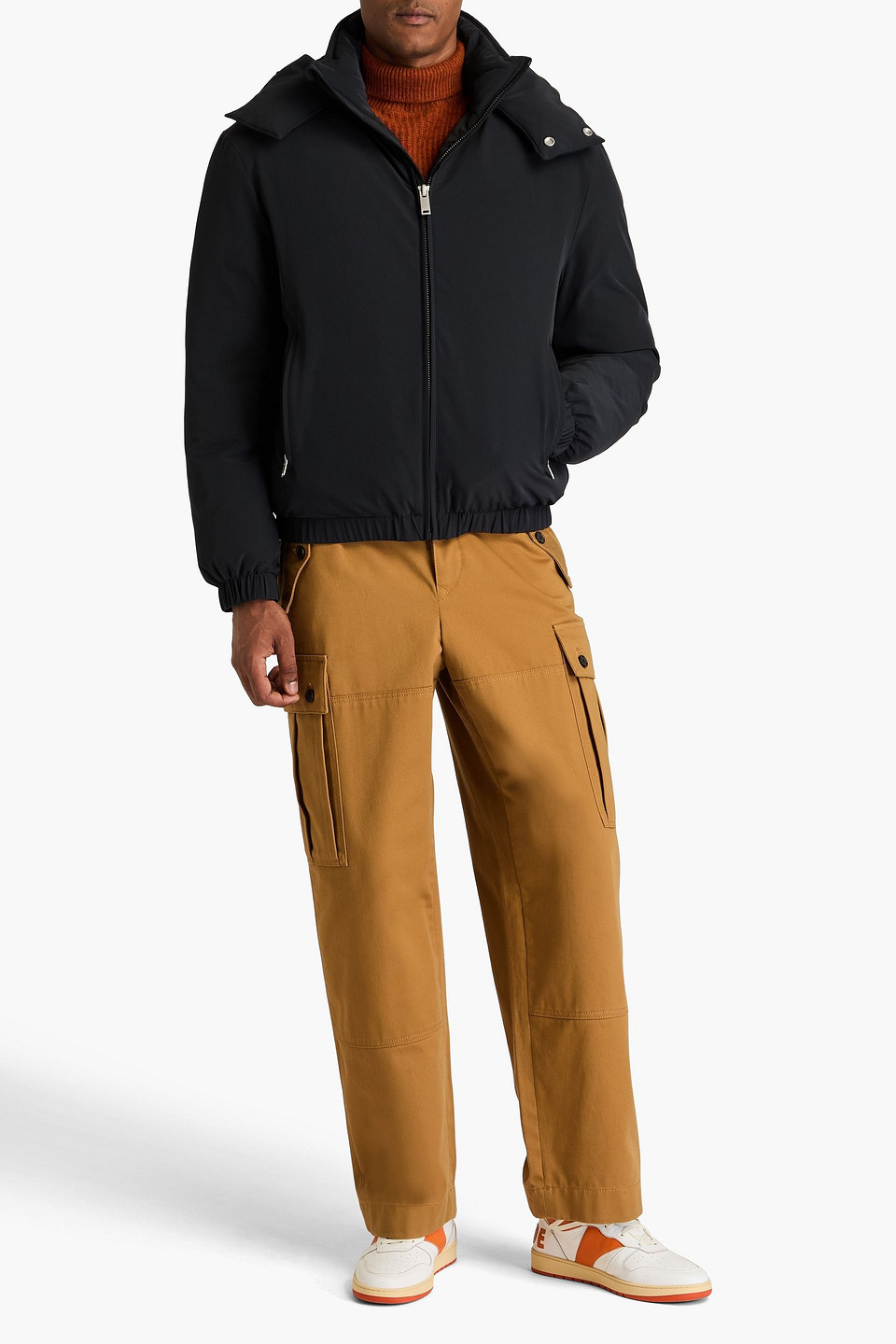 Sandro Twill Hooded Jacket In Midnight Blue