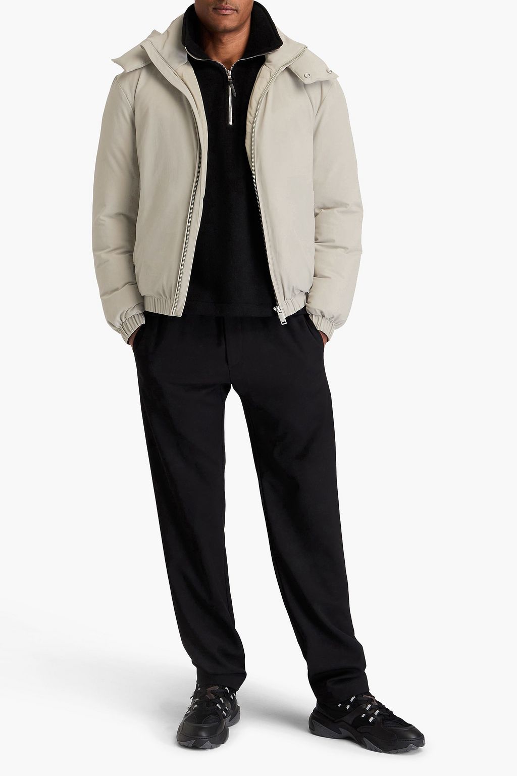 SANDRO Twill hooded jacket