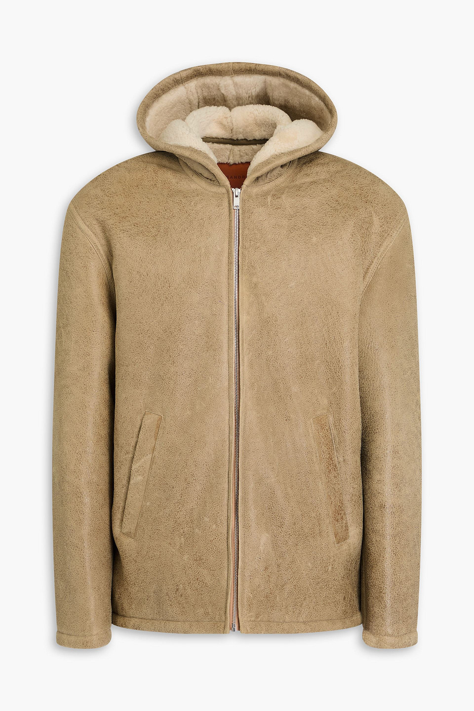 Sandro Shearling Hooded Jacket In Brown