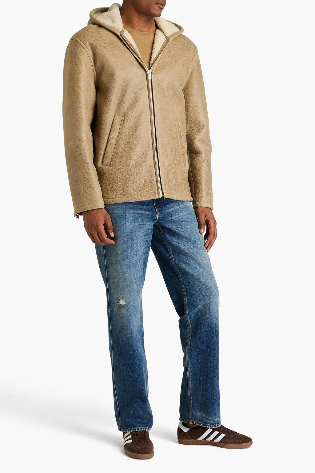 SANDRO Shearling hooded jacket