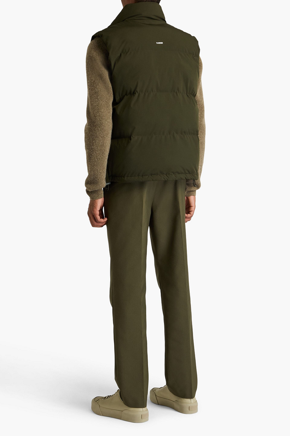 Sandro Quilted Shell Down Vest In Army Green