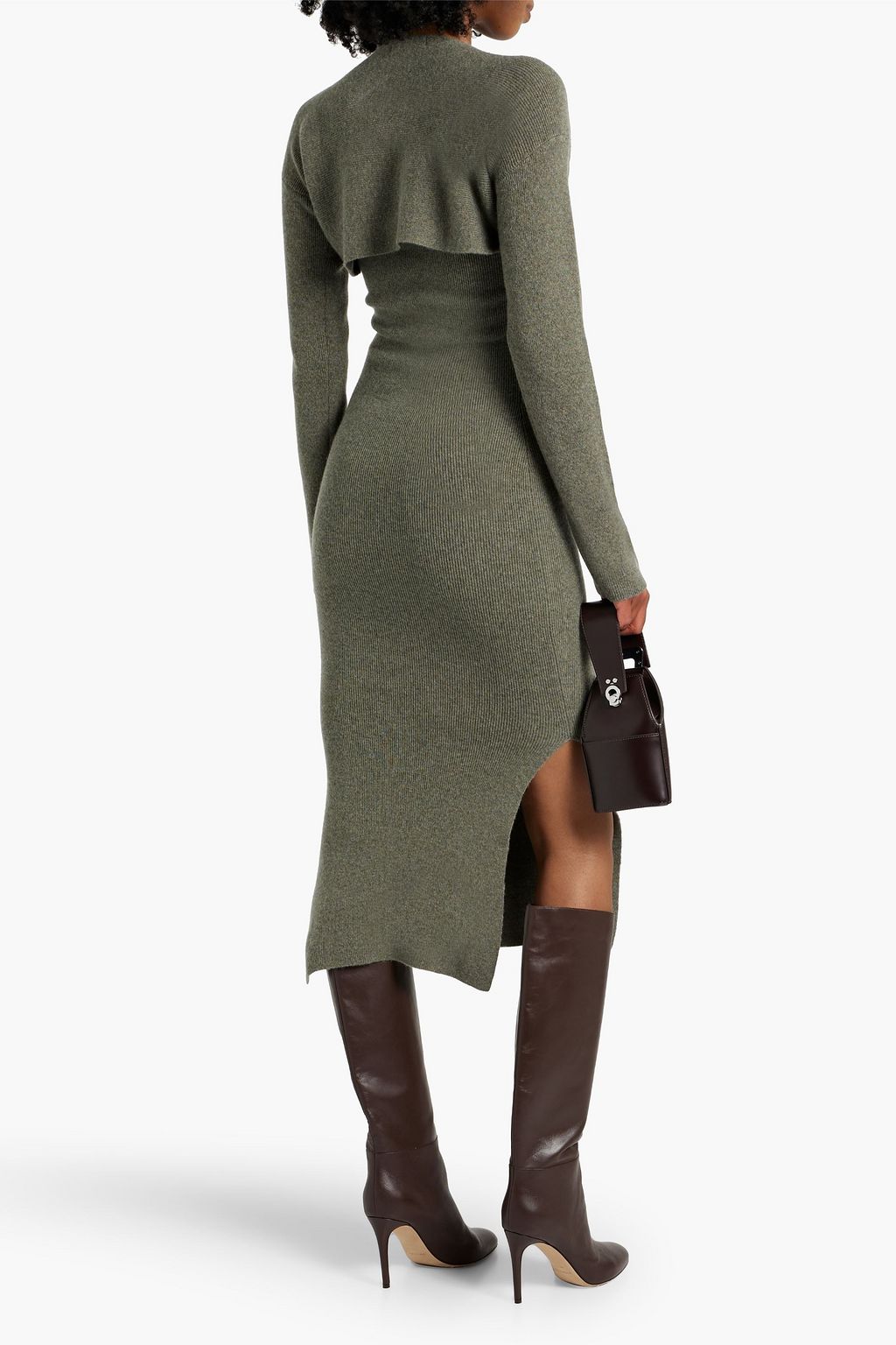 NAADAM Cutout ribbed wool and cashmere-blend midi dress