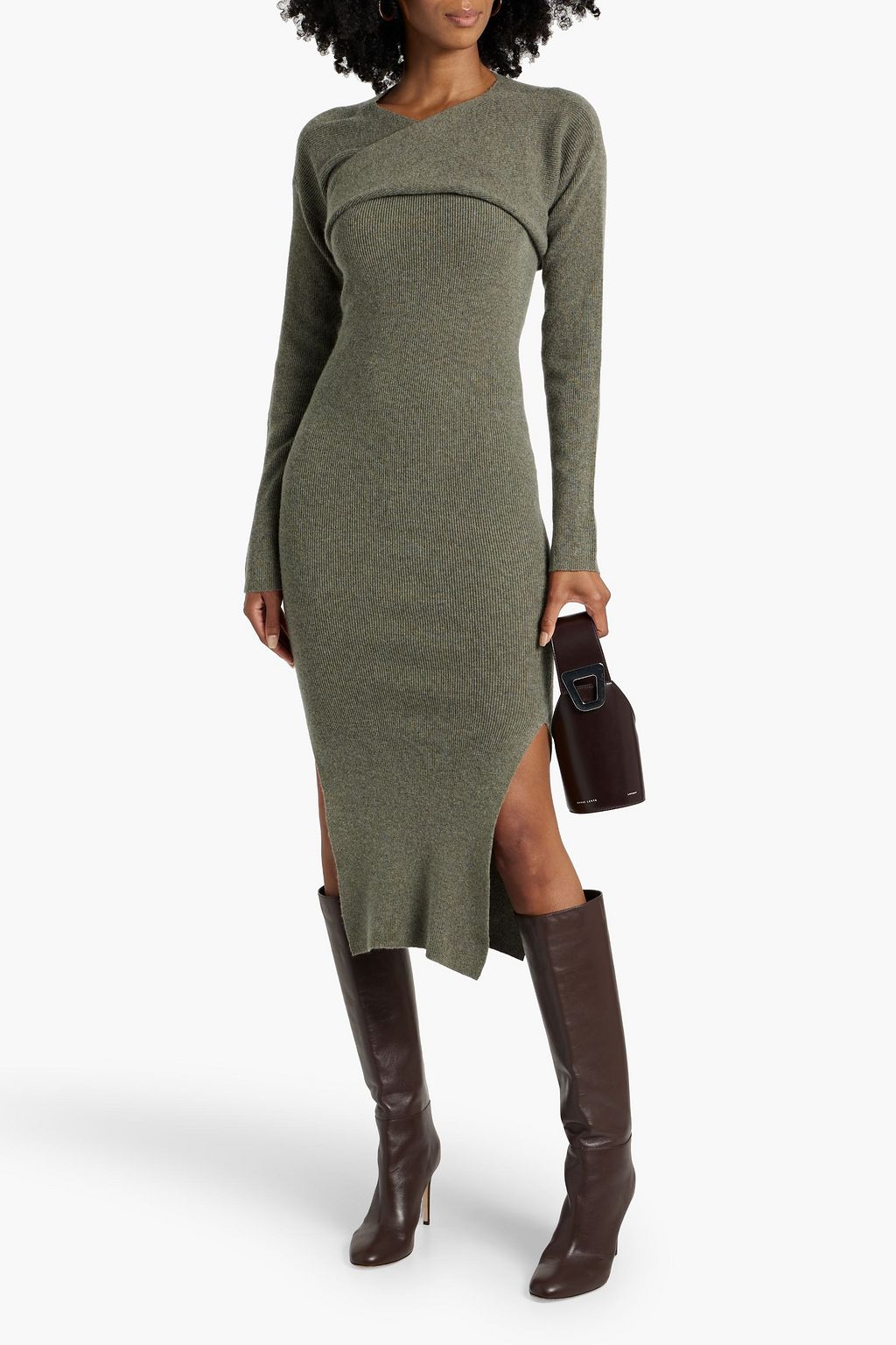 NAADAM Cutout ribbed wool and cashmere-blend midi dress