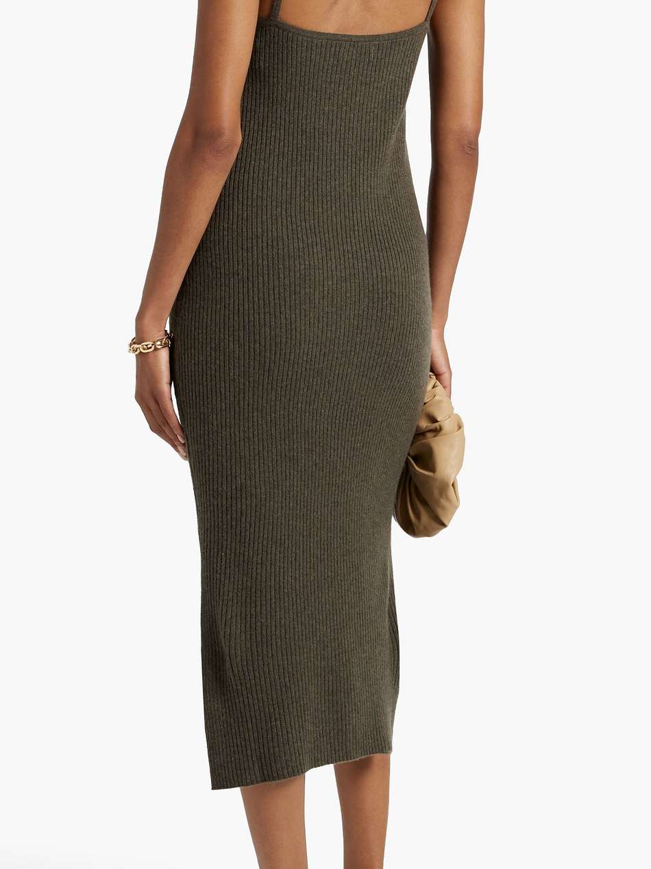 ribbed cashmere midi slip dress